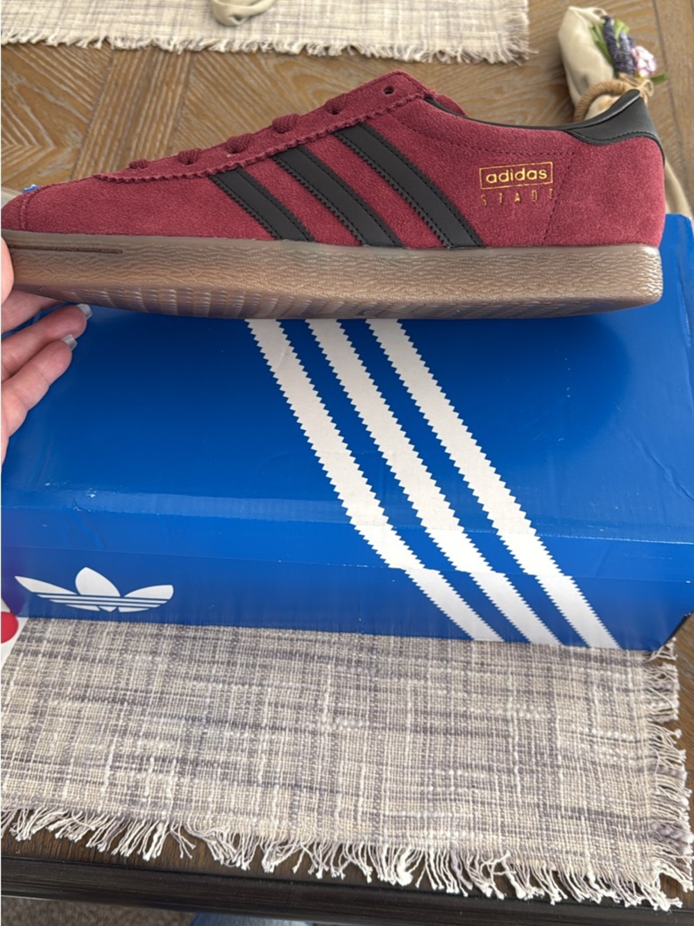 adidas Samba Suede Shoe in Burgundy and Black